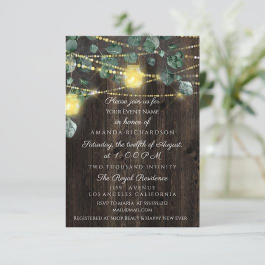 Vrijgezellenfeest Sweet 16 Wood Jars Light Eucalip Kaart (Staand voorkant)