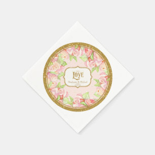 Vrijgezellenfeest Table Decor Waterverf Rose Bouqu Servet