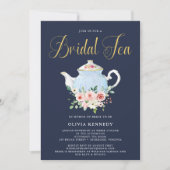 Vrijgezellenfeest Tea Elegant Blush Floral Gold Kaart (Voorkant)