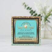 vrijgezellenfeest Tea Party Blue Gold Kaart (Staand voorkant)