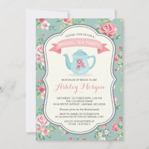 Vrijgezellenfeest Tea Party Elegant  Floral Kaart