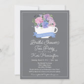Vrijgezellenfeest Tea Party Invitation Blue Hydran Kaart (Voorkant)
