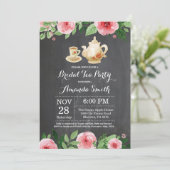 vrijgezellenfeest Tea Party Invitation Chalkboard Kaart (Staand voorkant)