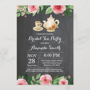 vrijgezellenfeest Tea Party Invitation Chalkboard Kaart