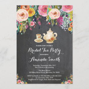 vrijgezellenfeest Tea Party Invitation Floral Kaart