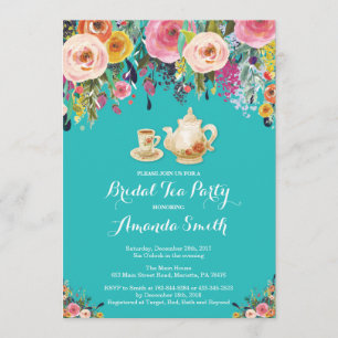 vrijgezellenfeest Tea Party Invitation Floral Kaart