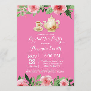 vrijgezellenfeest Tea Party Invitation roze Kaart