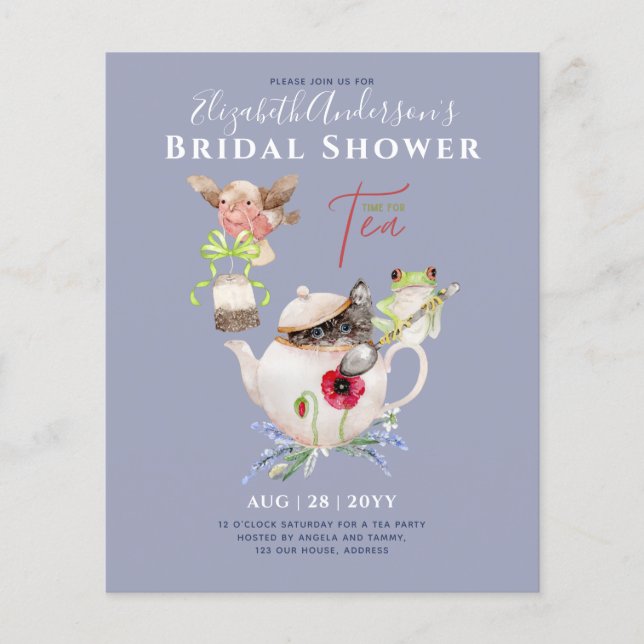 Vrijgezellenfeest Tea Party Invitations Cute Fun (Voorkant)