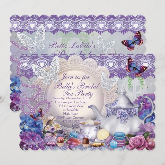 Vrijgezellenfeest Tea Party Kaart (Voorkant / Achterkant)