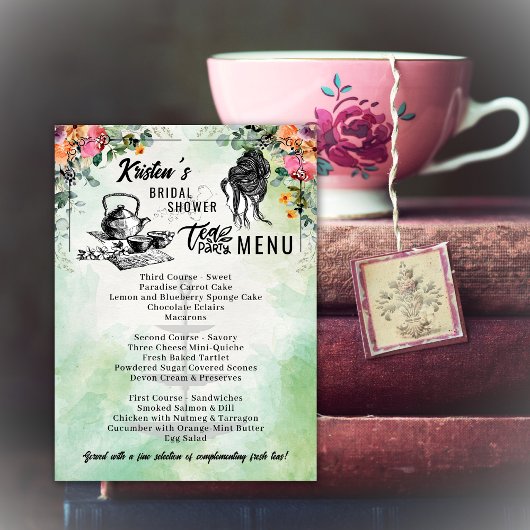 Vrijgezellenfeest Tea Party Menu Kaart
