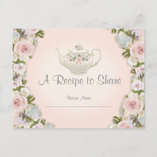 Vrijgezellenfeest Tea Party Recipe Roos Floral Briefkaart
