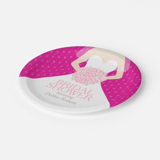 Vrijgezellenfeest trouwjurk roze papier borden papieren bordje (Gekanteld)