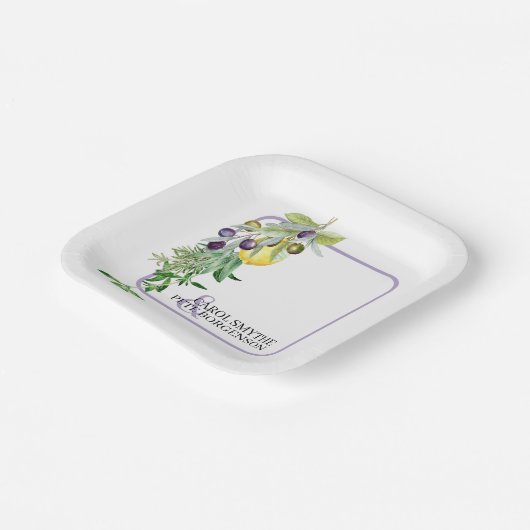 Vrijgezellenfeest Tuscan Lemon Herbs Bride en Groo Papieren Bordje (Gebogen)