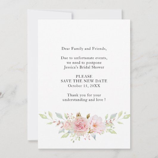 Vrijgezellenfeest uitgestelde datum Elegant Blush  Kaart (Achterkant)