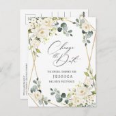 Vrijgezellenfeest Uitgestelde Datum Elegant White Briefkaart (Voorkant / Achterkant)