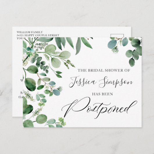 Vrijgezellenfeest Uitgestelde datum legant Eucalyp Briefkaart (Voorkant / Achterkant)