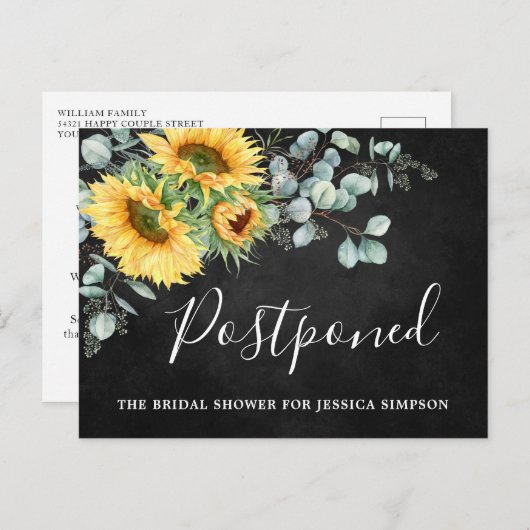 Vrijgezellenfeest uitgestelde datum zonnebloemen e briefkaart (Voorkant / Achterkant)