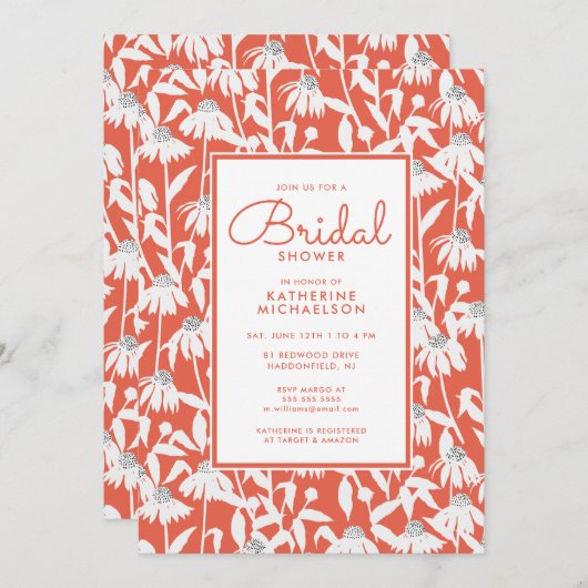 VRIJGEZELLENFEEST | Uitnodiging Oranje Daisy Garde (Voorkant / Achterkant)