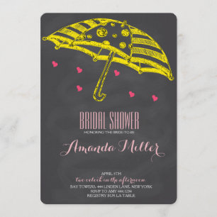 Vrijgezellenfeest Umbrella Chalkboard Uitnodiginge Kaart