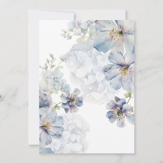 Vrijgezellenfeest van blauwe hydrangeas brudale th kaart (Achterkant)