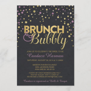 Vrijgezellenfeest van Brunch en Bubble Glitter Cha Kaart