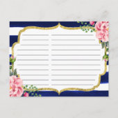 Vrijgezellenfeest van de Floral Navy Blue Stripes  Briefkaart (Achterkant)