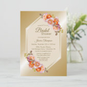 Vrijgezellenfeest van de gouden en Oranje Floral-W Kaart (Staand voorkant)