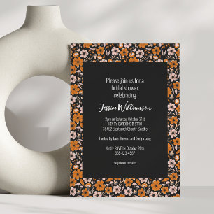 Vrijgezellenfeest van Floral Halloween, zwart en O Kaart