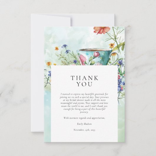 Vrijgezellenfeest van Floral Tea Party Bedankkaart (Voorkant)