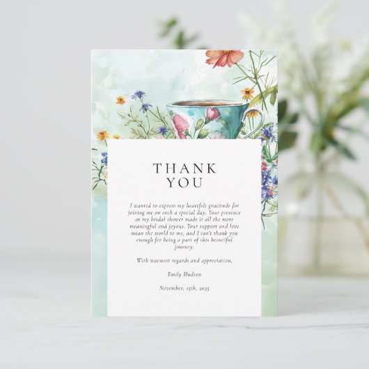 Vrijgezellenfeest van Floral Tea Party Bedankkaart (Staand voorkant)