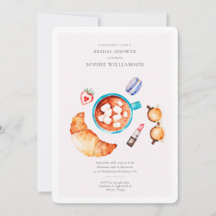 Vrijgezellenfeest van Franse croissant en koffie Kaart