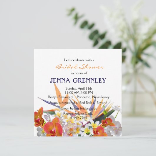 Vrijgezellenfeest van Joy-Tropical Flowers bloemen Kaart (Staand voorkant)