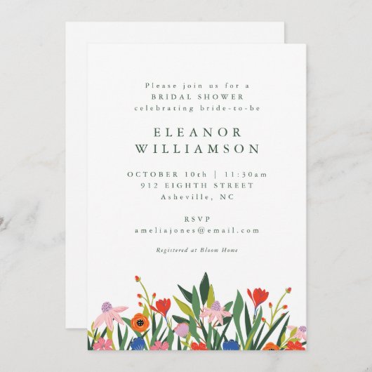 Vrijgezellenfeest van kleurrijke zomertuin kaart (Voorkant / Achterkant)