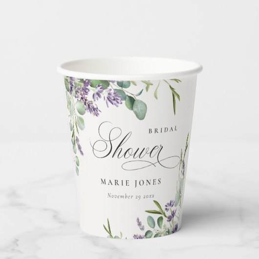 Vrijgezellenfeest van lavendel Eucalyptus Leafy Fo Papieren Bekers (Achterkant)