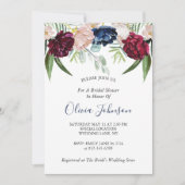 Vrijgezellenfeest van Navy Blue Floral Greenery Kaart (Voorkant)