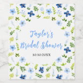 Vrijgezellenfeest van Navy en Baby Blue Floral Wijn Etiket (Enkel label)