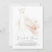 Vrijgezellenfeest van Pampas Grass en Wedding Dres Kaart (Voorkant)