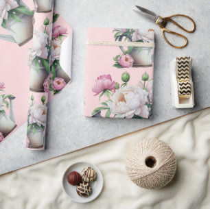 Vrijgezellenfeest van roze Floral Peonies Cadeaupapier