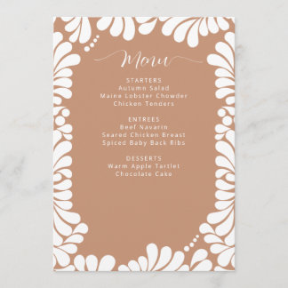 Vrijgezellenfeest van Talavera Boho Barro Menu