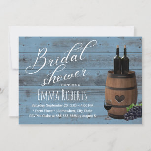 Vrijgezellenfeest van wijnbarrel Rustic Dusty Blue Kaart