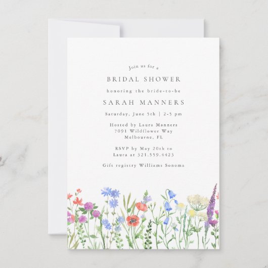 Vrijgezellenfeest van wilde bloemen kaart (Voorkant)