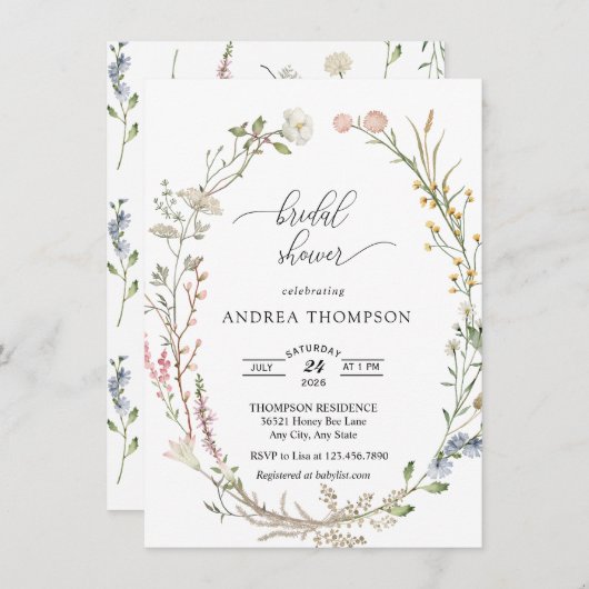 Vrijgezellenfeest van wilde bloemen kaart (Voorkant / Achterkant)