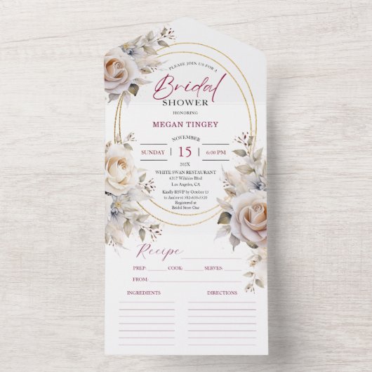 Vrijgezellenfeest van wilde Rozen All In One Uitnodiging (Binnen)