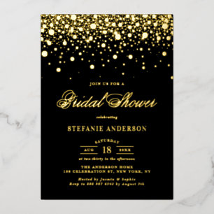 Vrijgezellenfeest van zwarte en goudolie-Confetti Folie Uitnodiging
