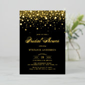 Vrijgezellenfeest van zwarte en goudolie-Confetti Folie Uitnodiging (Staand Voorkant)