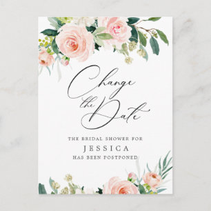 Vrijgezellenfeest Verander de datum Blush Pink Flo Briefkaart