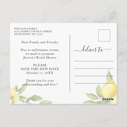 Vrijgezellenfeest Verander de datum Lemons groen Briefkaart (Achterkant)