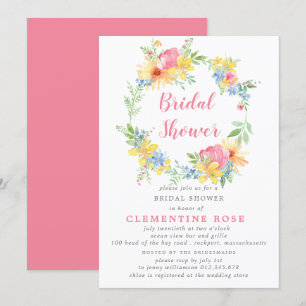 Vrijgezellenfeest voor Bright Summer Pink Floral W Kaart