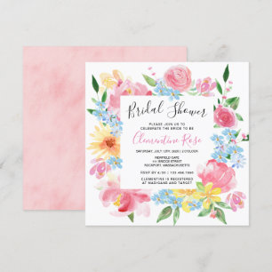 Vrijgezellenfeest voor Bright Summer Pink Floral W Kaart