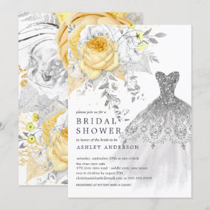 Vrijgezellenfeest voor gouden en zilveren Floral W Kaart